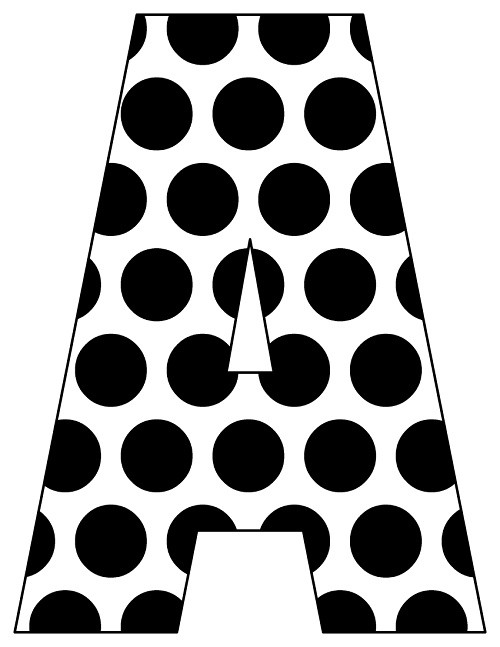 8X10.5 Inch Black White Polka Dot Printable Letters A-Z, 0-9