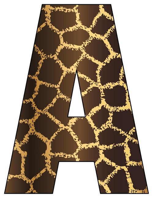 8X10.5 Inch Giraffe Printable Letters A-Z, 0-9