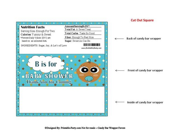 Blue Dots Boy Baby Shower Candy Bar Wrapper Favor