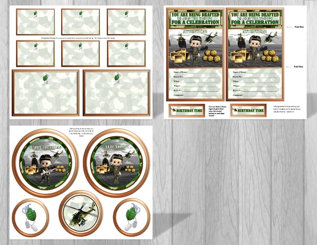 Printable Military Camouflage Party Supplies