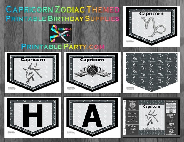 Capricorn Zodiac Theme Printable Birthday Decorations