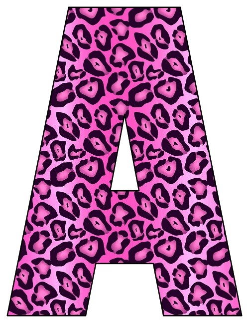 8X10.5 Inch Pink Leopard Printable Letters A-Z, 0-9