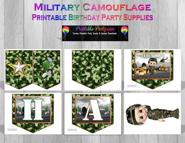 Printable Military Camouflage Party Supplies