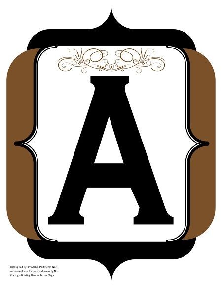 Fancy Black Brown Printable Banners Letters Numbers Printable