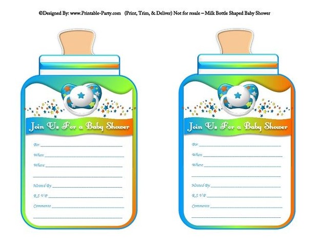 printable-orange-green-blue-babies-bottle-shaped-baby-shower-invitations