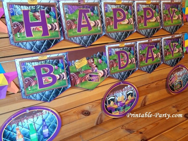 Printable Chocolate Factory Banner Letters A-z, 0-9
