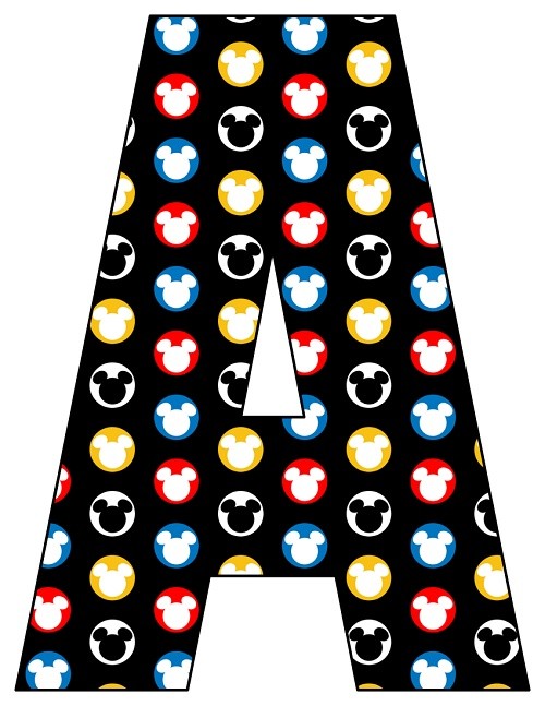 8X10.5 Inch Mouse Head Blue Yellow Red Black Printable Letters A-Z, 0-9