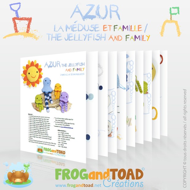 AZUR - la méduse et famille / the jellyfish and family - Amigurumi - FROGandTOAD Créations ©