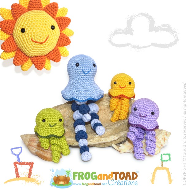 AZUR - la méduse et famille / the jellyfish and family - Amigurumi - FROGandTOAD Créations ©