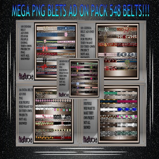 MEGA BELTS AD ON PACK 548 PNG BELTS. RESELL RIGHT!!