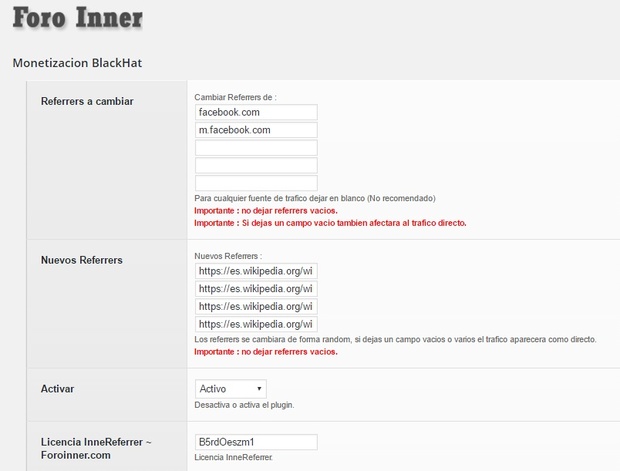 InnerReferer Pluggin WordPress