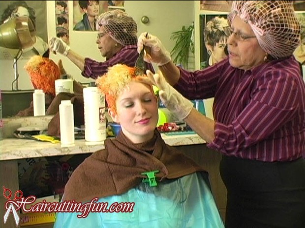 Kat's Perm and Orange Haircoloring at Beauty Salon - VOD Digital Video on Demand