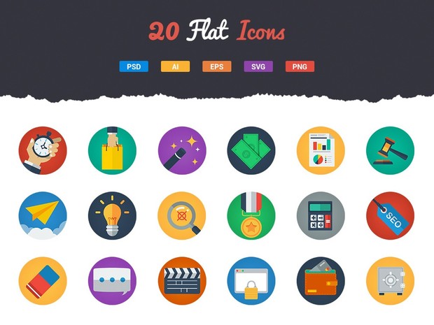 20 Free & Modern Flat Icons
