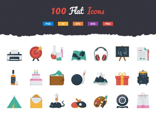 100 Fresh Flat Icons