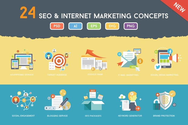 24 Flat SEO & Internet Marketing Concepts