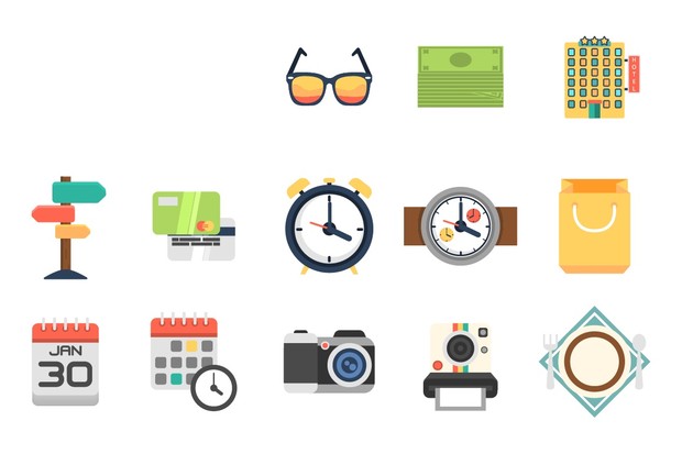 101 Flat Travel Icons