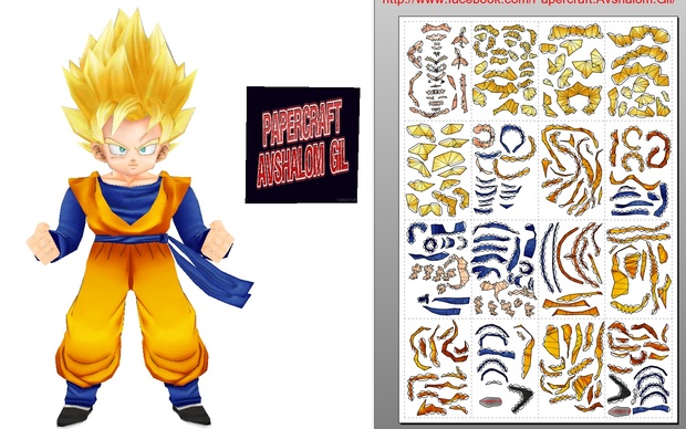 Papercraft Realistic Goten SSJ
