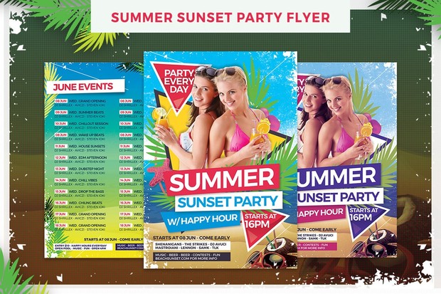 Summer Sunset Party Flyer Template