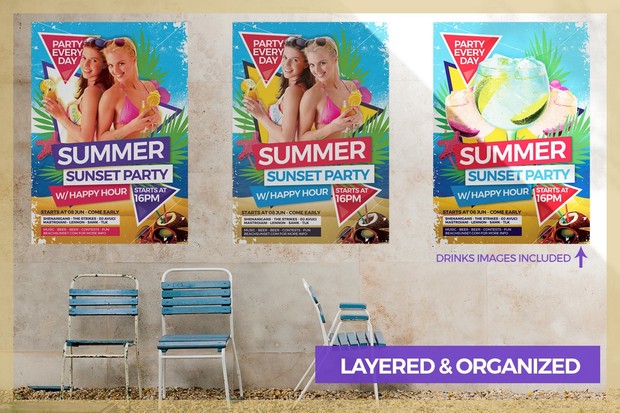 Summer Sunset Party Flyer Template