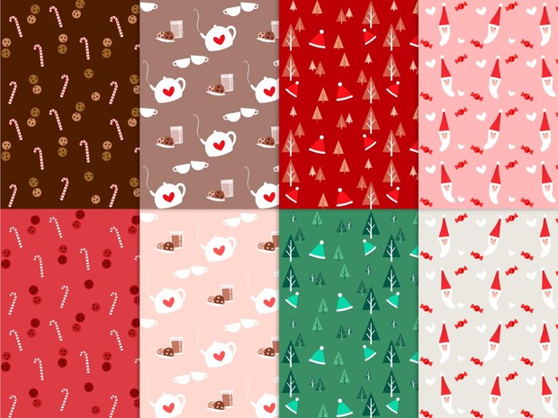 8 Christmas seamless patterns