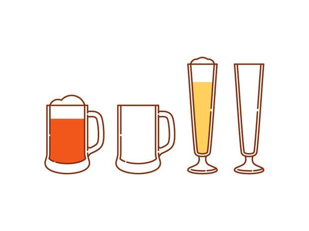 Beers, glasses and logos