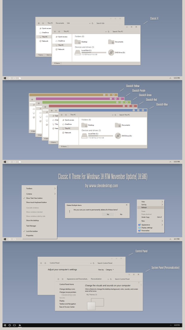 Classic X Theme For Windows 10