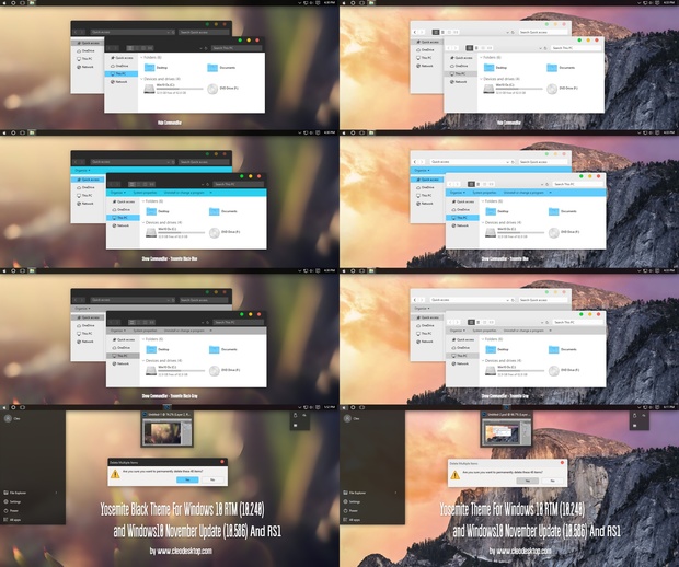Yosemite Black & Light Theme For Windows 10