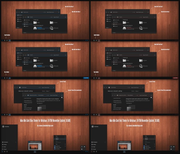 Max Mix Dark Bue and Red Theme For Windows 10