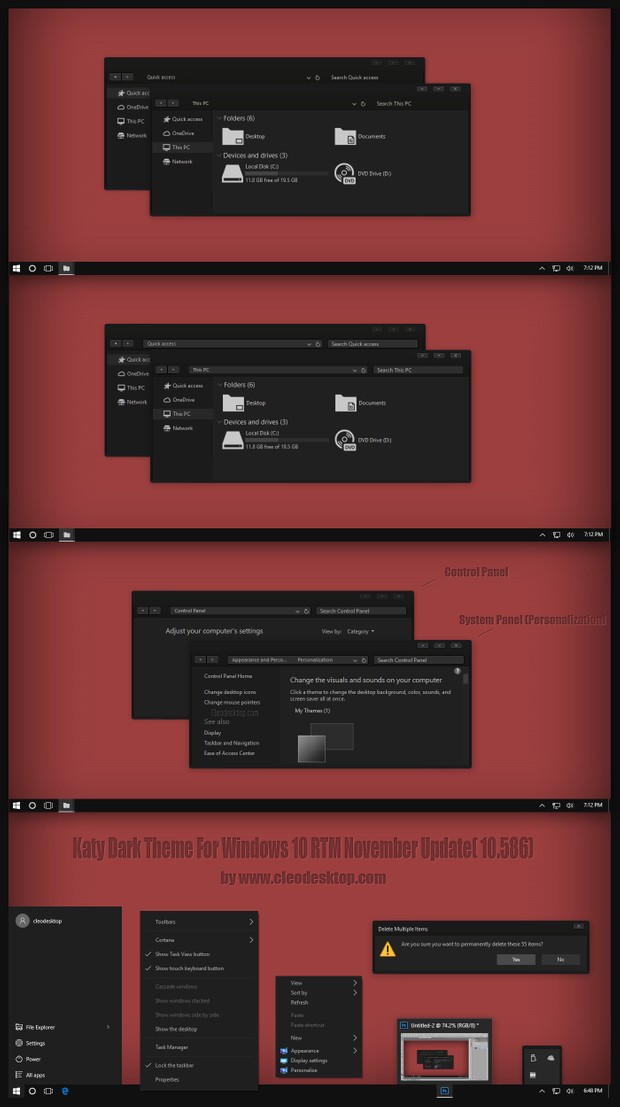 Katy Dark Theme For Windows 10