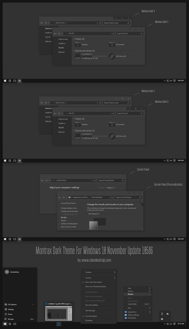 Montrax Theme For Windows10 November Update (10586)