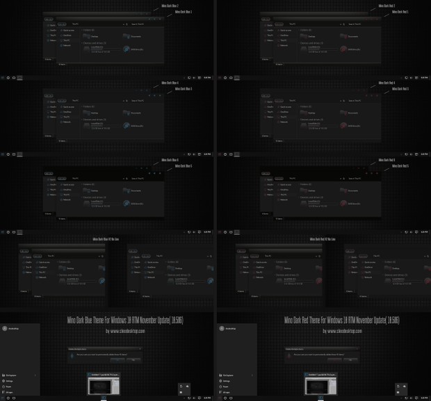 Mino Dark Blue And Red Theme For Windows 10