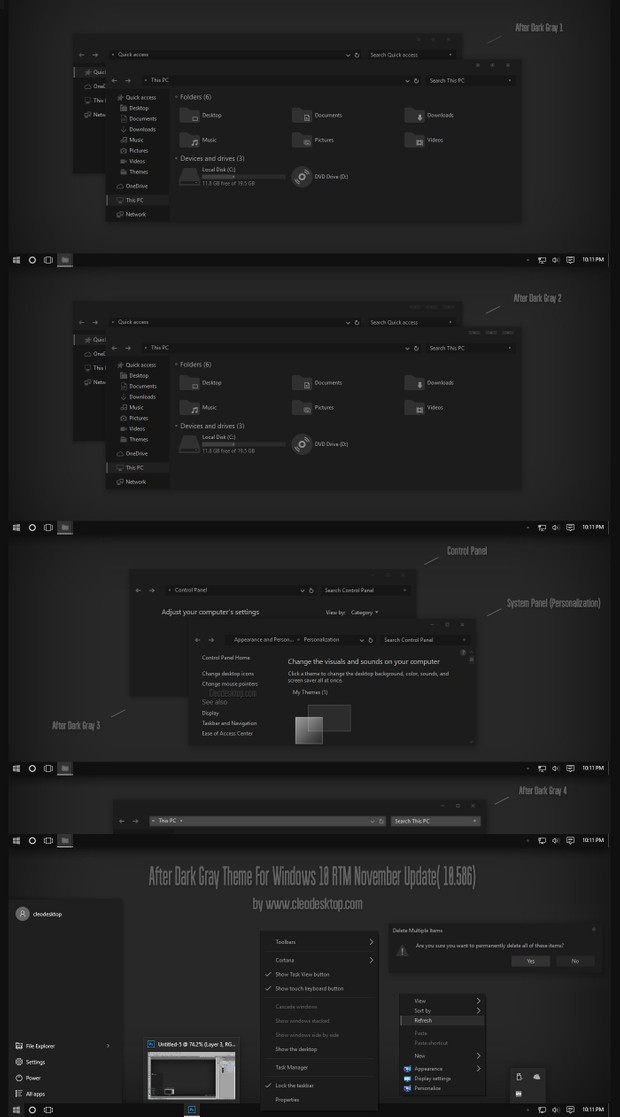 After Dark Gray Theme For Windows 10