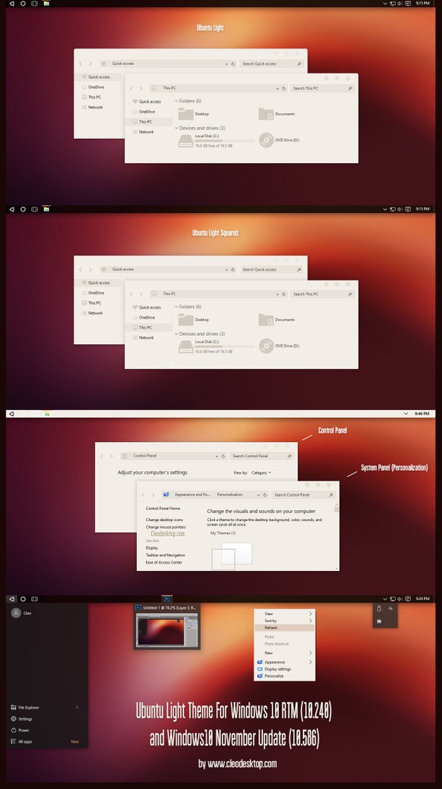 Ubuntu Light Theme For Windows10 November Update (10586)