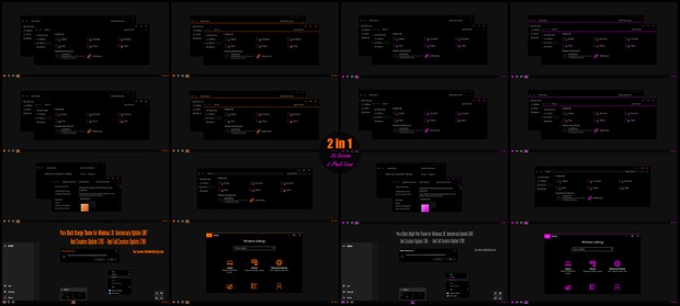 Pure Black Bright Pink and Orange Theme Windows 10