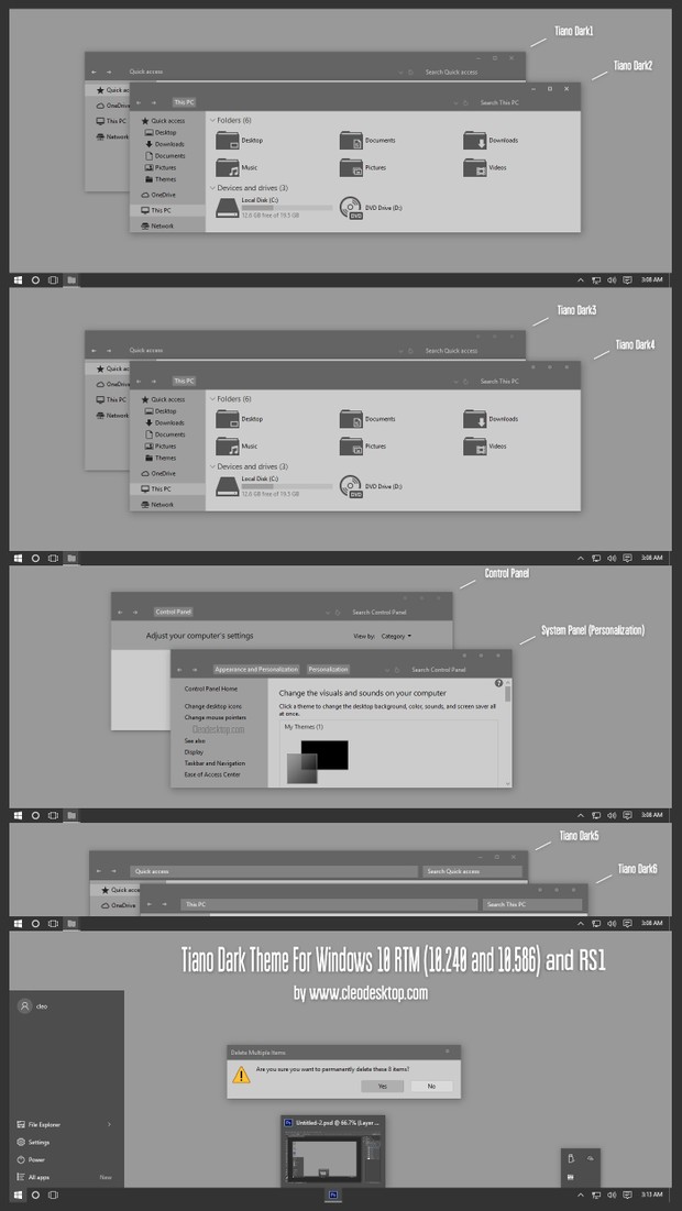 Tiano Dark Theme For Windows 10