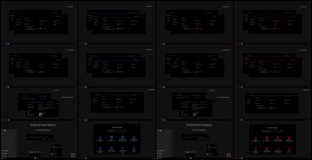 Pure Black Blue and Red Theme For Windows10