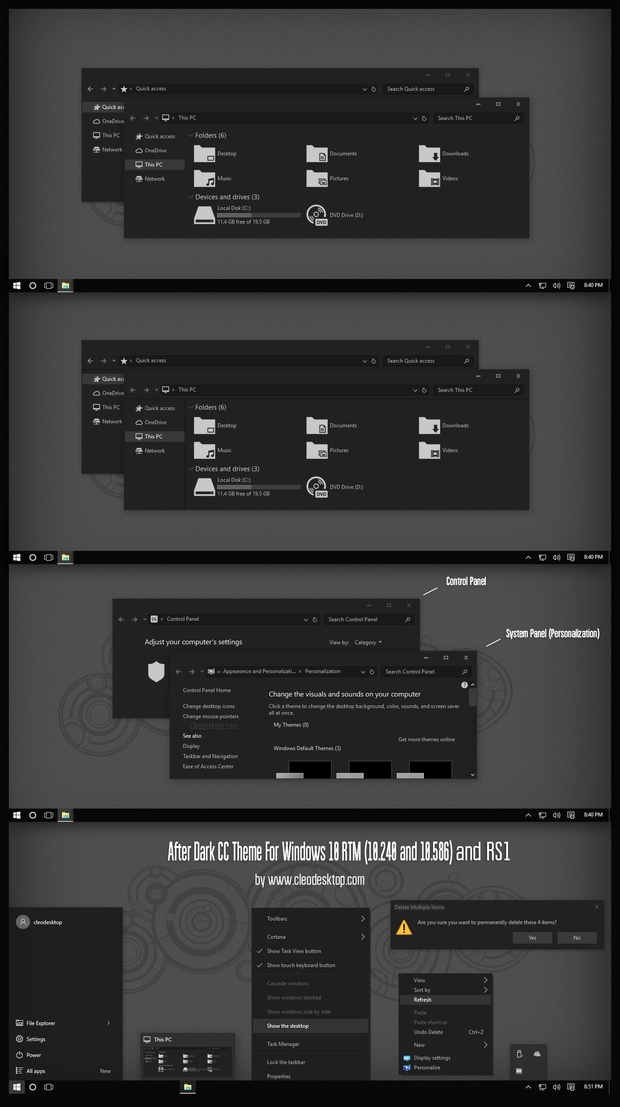 After Dark CC Theme For Windows 10