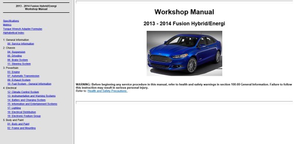 Ford Fusion Workshop Manual Download