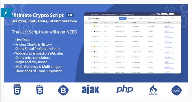 Ultimate Crypto Script - Live Prices, Charts, Trades, Calculator and more