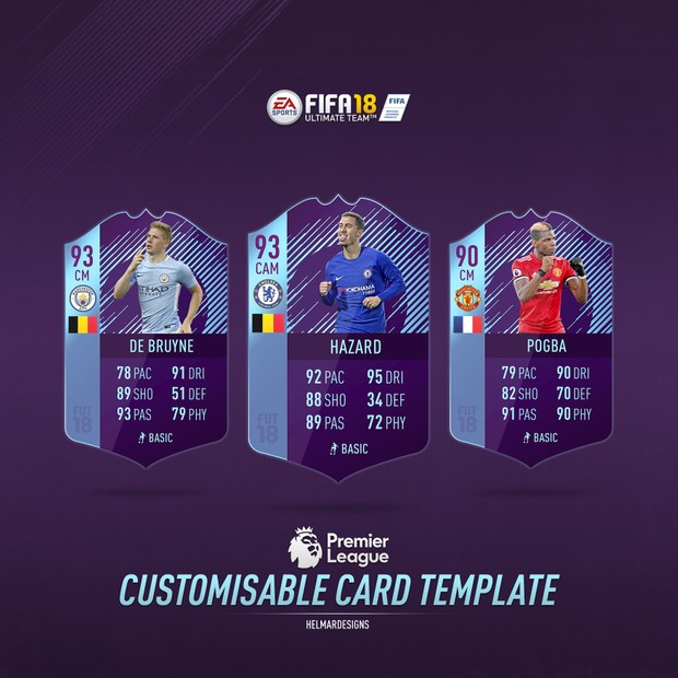 FIFA 18 Customisable Premier League Card Template