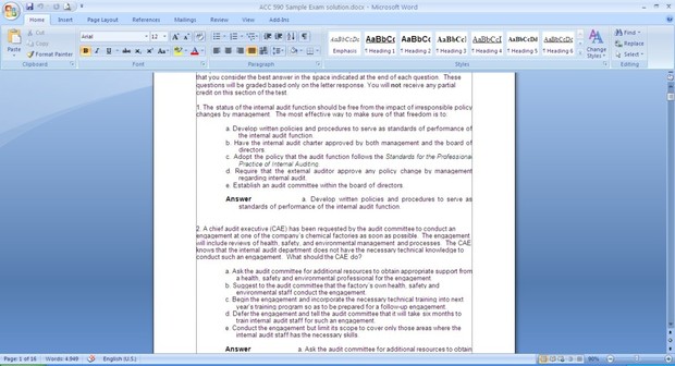 ACC 590 Sample Exam