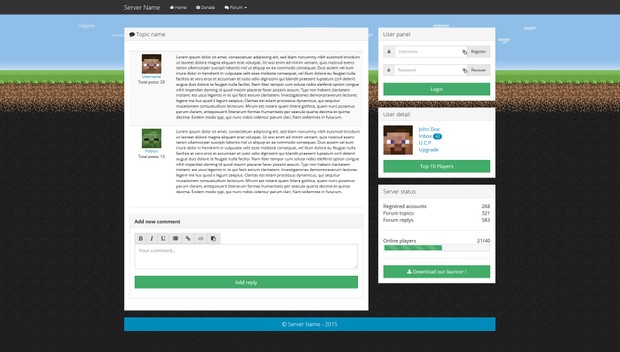 Minecraft Server Bootstrap HTML Template