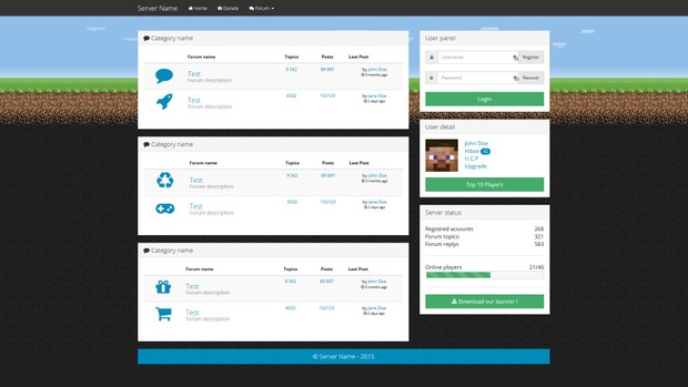Minecraft Server Bootstrap HTML Template