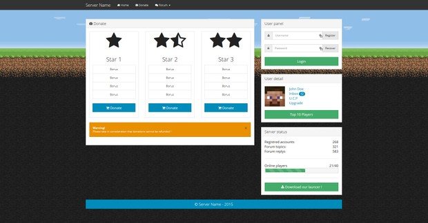 Minecraft Server Bootstrap HTML Template