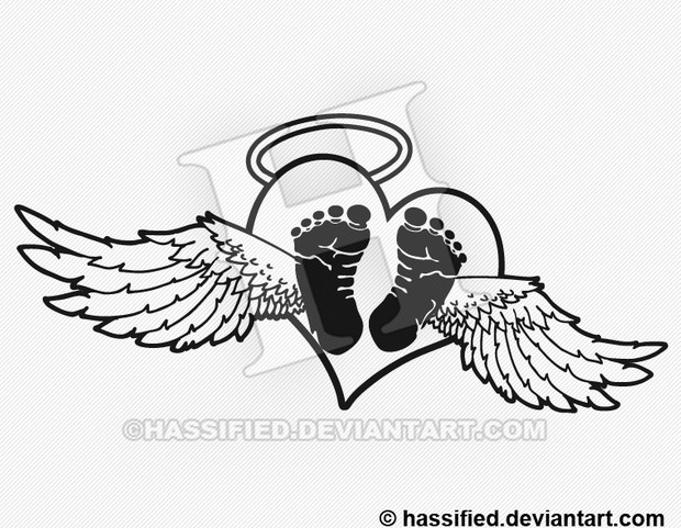 Baby Angel Heart - printable, vector, svg, art