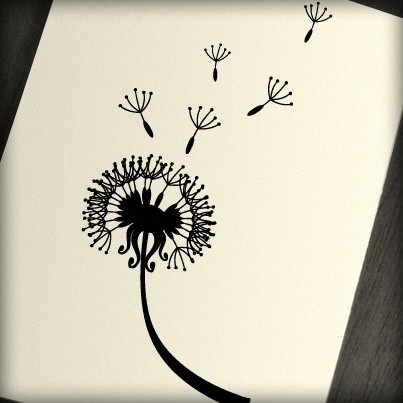 Blowing Dandelion - Printable vector, eps, svg, jpeg