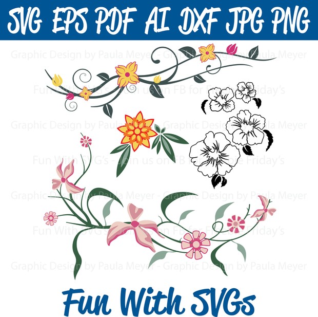 Spring Flower Collection - SVG Cut File, High Resolution Printable Graphics and Editable Vector Art