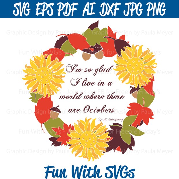 Fall Wreath Monogram - SVG Cut File, High Resolution Printable Graphics and Editable Vector Art