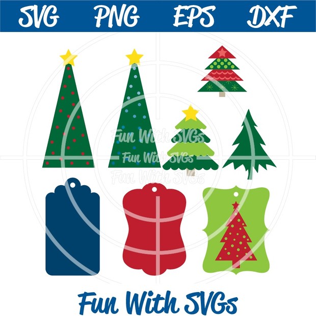 Christmas Tags, PNG, EPS, DXF and SVG Cut File, High Resolution Printable Graphics