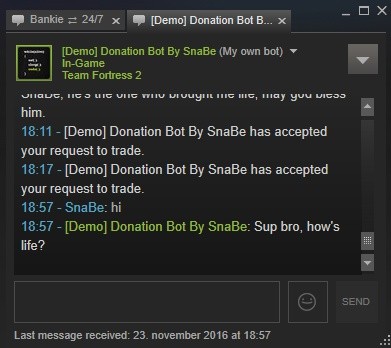 Steam Donation/Idle bot/Storage - Trade offers, Chat messages, Friend requests & more!